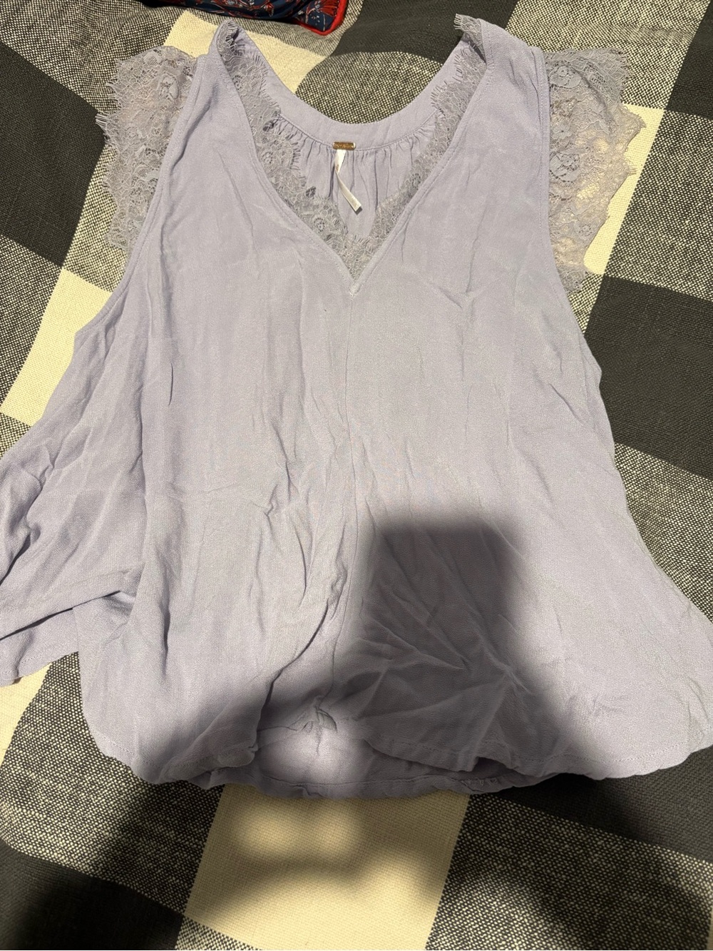 Free People: Lace-Trim V-Neck Women's Top in Lavender
